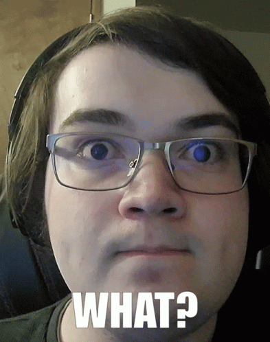 Man with Glasses and Headphones Funny Face Saying What