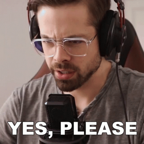 Man With Glasses and Headphones Saying Yes Please