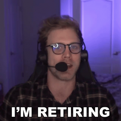Man With Glasses and Headset Saying I'm Retiring