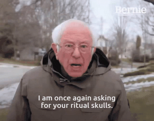 Man With Glasses And Jacket Says I Am Once Again Asking For Your Ritual Skulls GIF