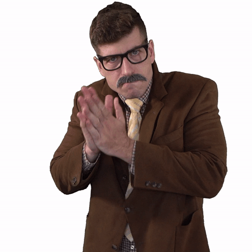 Man With Glasses and Mustache Clapping