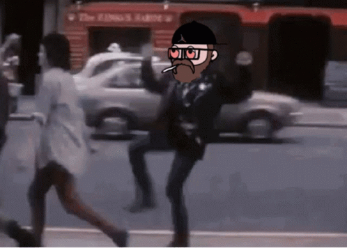 Man with Glasses and Mustache Dancing