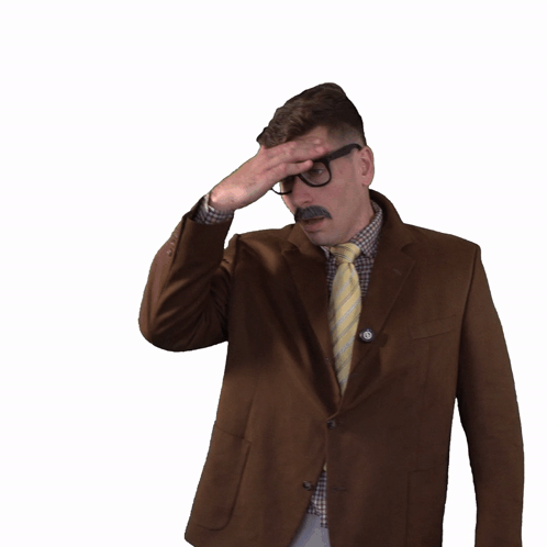 Man With Glasses And Mustache Making Funny Face GIF