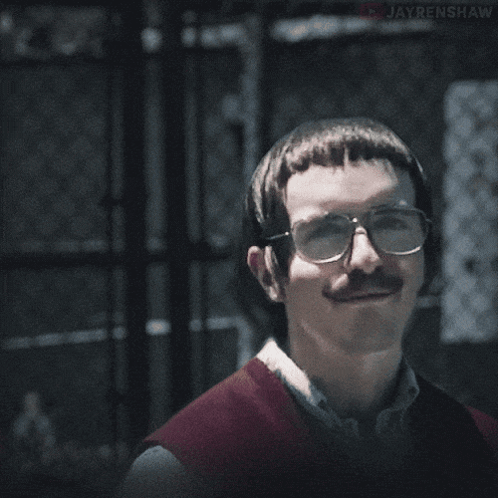 Man with Glasses and Mustache Saying Yeah