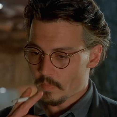 Man With Glasses And Mustache Smoking GIF