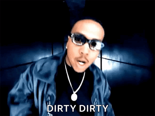 Man with Glasses and Necklace Saying Dirty Dirty
