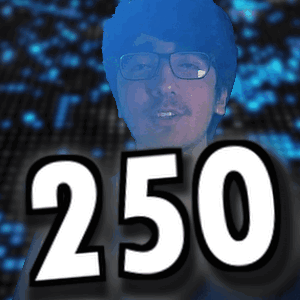 Man With Glasses and Number 250