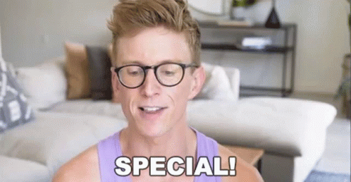 Man With Glasses And Purple Tank Top Saying Special GIF