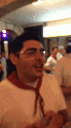 Man With Glasses And Red Scarf Smiling GIF