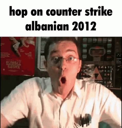 Man with Glasses and Surprised Look Says Hop on Counter Strike Albanian 2012