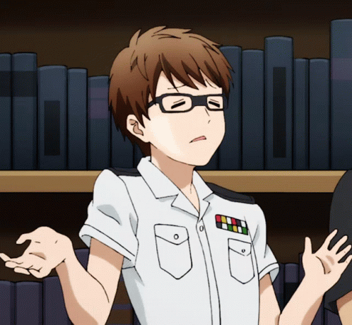 Man With Glasses And White Shirt By Bookshelf GIF