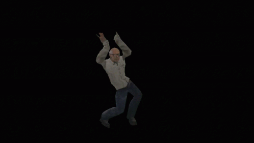 Man With Glasses And White Shirt Dancing In Dark GIF
