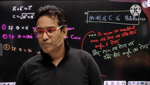 Man With Glasses at Blackboard With Math Equations