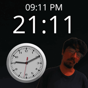 Man With Glasses at Clock 09:11 PM