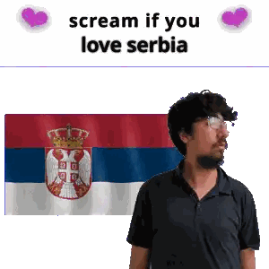 Man With Glasses at Scream If You Love Serbia Flag