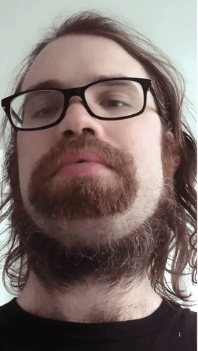 Man with Glasses Beard Black Shirt Number 1