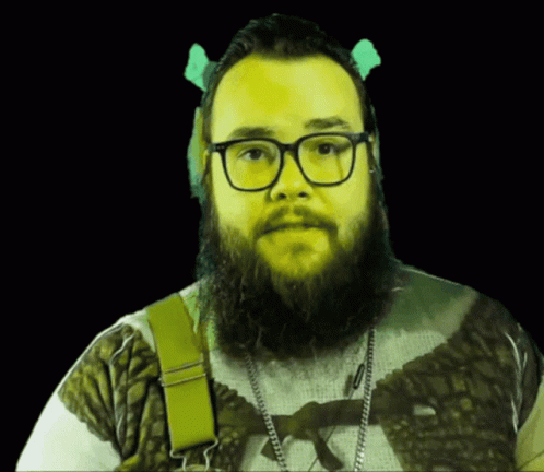 Man With Glasses Beard Shrek Ears