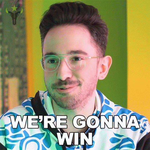 Man With Glasses Beard Smiling We're Gonna Win
