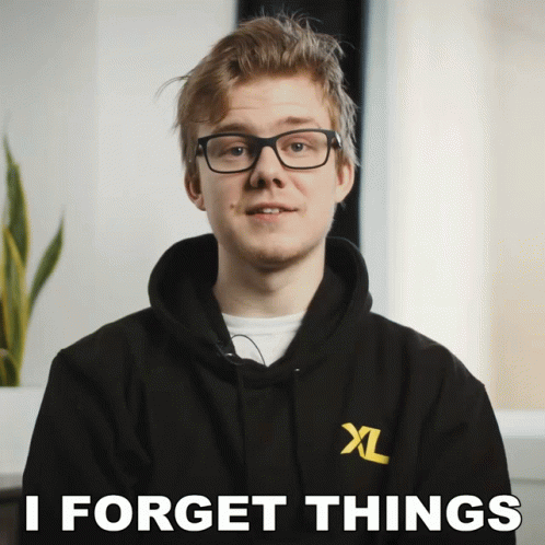 Man With Glasses Black Hoodie I Forget Things