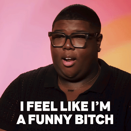 Man With Glasses Black Shirt Says I'm a Funny Bitch