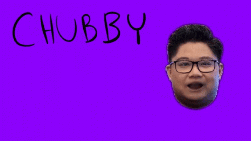 Man With Glasses Chubby Love on Purple Background