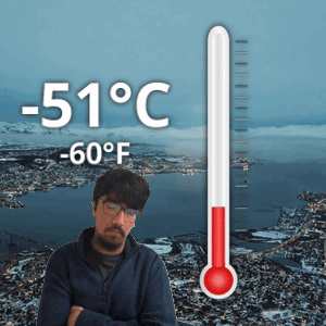 Man With Glasses Facing Thermometer 51°C GIF