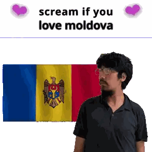 Man With Glasses Flag Saying Scream If You Love Moldova