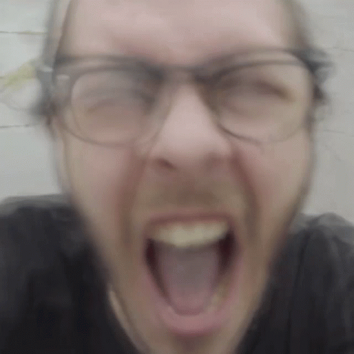 Man with Glasses Funny Face Mouth Open