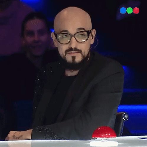Man with Glasses Hat Says Hopefully Blue Background