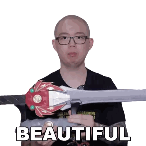 Man with Glasses Holding Beautiful Sword
