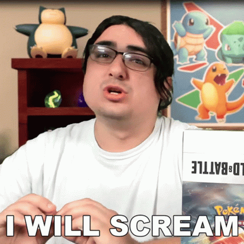 Man With Glasses Holding Box Saying I Will Scream