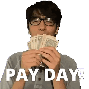 Man with Glasses Holding Money Pay Day