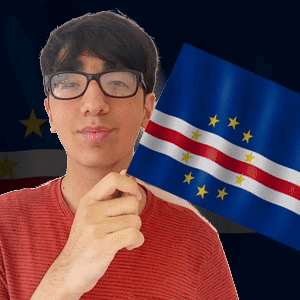 Man With Glasses Holding Small Flag Near Flag GIF
