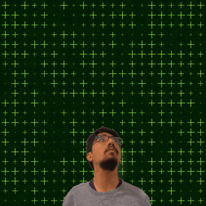 Man with Glasses Looking Up at Number 9