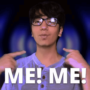 Man With Glasses Pointing at Self Saying Me Me