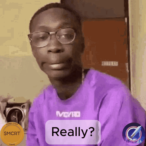 Man With Glasses Purple Shirt Asks If He Is Really