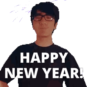 Man with Glasses Saying Happy New Year