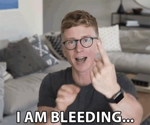 Man with Glasses Saying I Am Bleeding