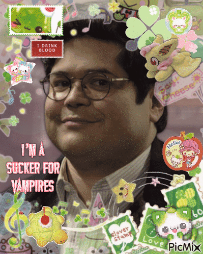 Man With Glasses Saying I'm a Sucker for Vampires
