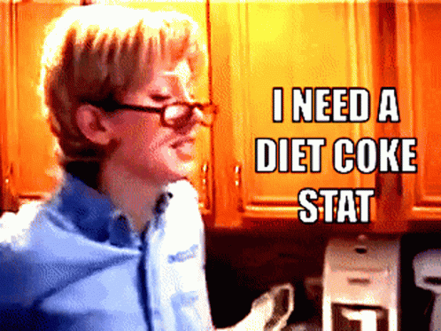 Man with Glasses Saying I Need a Diet Coke