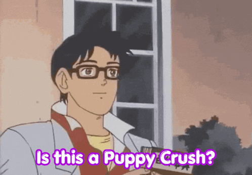 Man with Glasses Saying Is This a Puppy Crush