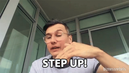 Man With Glasses Saying Step Up