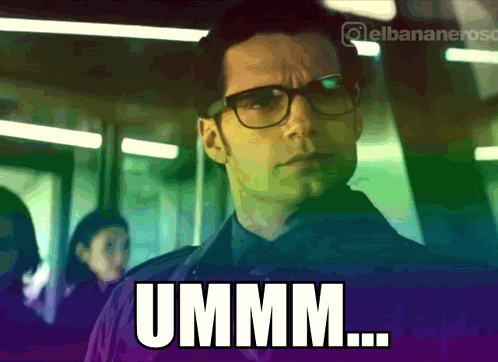 Man With Glasses Saying Ummm Purple Background