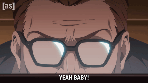 Man with Glasses Saying Yeah Baby
