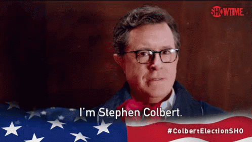 Man With Glasses Says I'm Stephen Colbert Showtime Flag