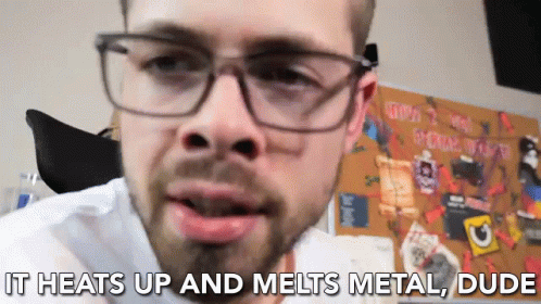 Man With Glasses Says It Heats Up and Melts Metal Dude
