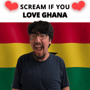 Man With Glasses Screaming Before Ghana Flag GIF