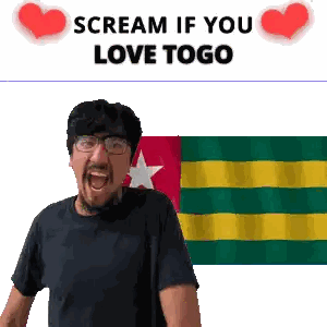 Man with Glasses Screaming Flag 'Scream if You Love Togo