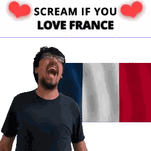 Man with Glasses Screaming French Flag