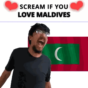 Man With Glasses Screaming Scream If You Love Maldives